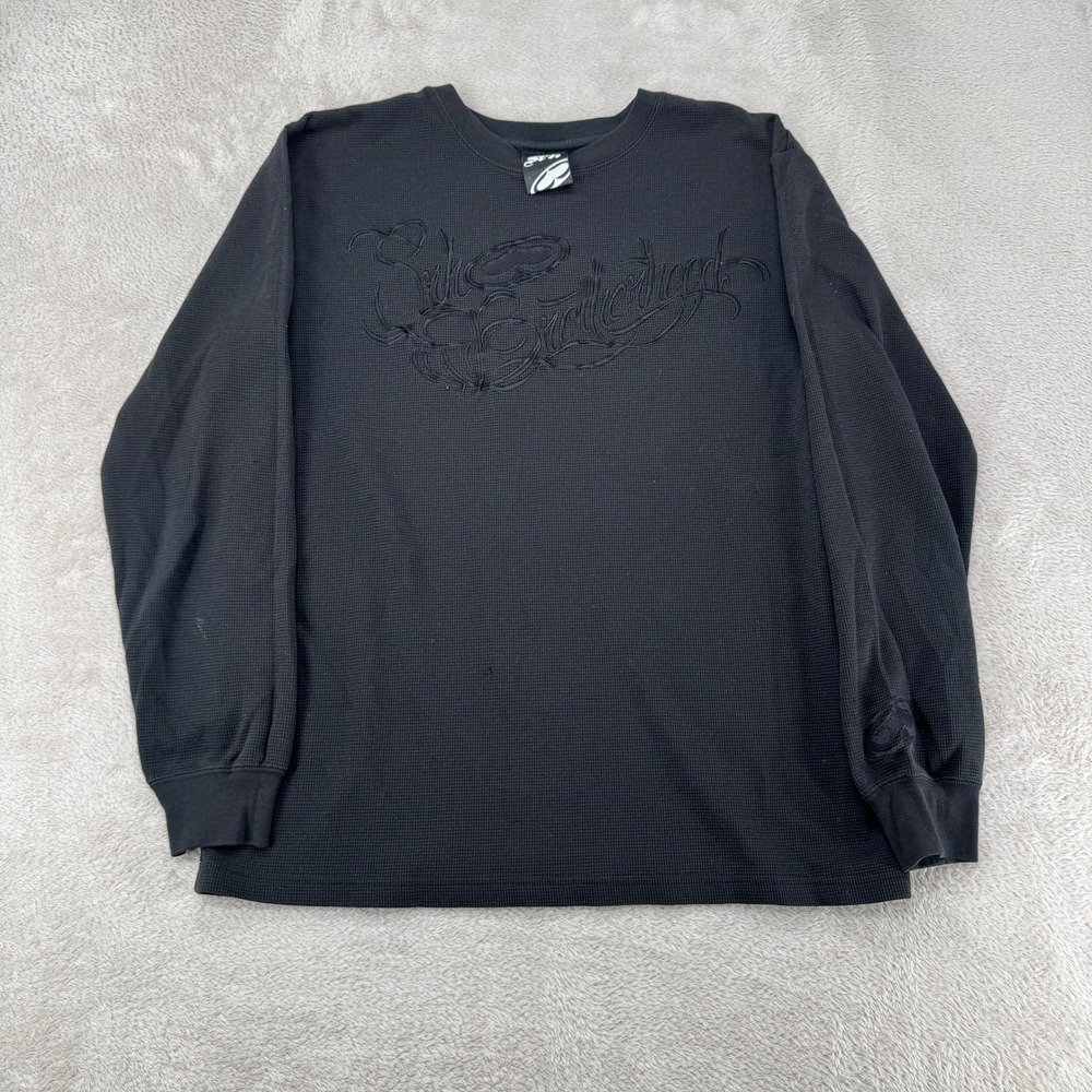 SRH Men Waffle Knit Long Sleeve Shirt Medium Black Preowned Flaw Hole